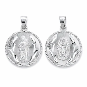 MST 925 Sterling Silver Virgin Mary (Virgen de Guadalupe) & San Judas Double-Sided Pendant Pave -Cut, Italy, Unisex, All Ages MST 925 Sterling Silver Virgin Mary (Virgen de Guadalupe) & San Judas Double-Sided Pendant Pave -Cut, Italy, Unisex, All Ages