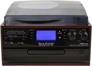 Boytone BT-22C, Bluetooth IN & OUT Record Player Turntable, AM/FM, Cassette, CD Player, Built in speaker, Ability to con