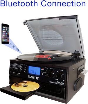 Boytone BT-22B, Bluetooth Record Player Turntable, AM/FM Radio, Cassette, CD Player, 2 built in speaker, Ability to conv