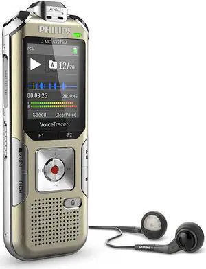 PHILIPS DVT8010 Voice Tracer Audio Recorder Remote Control Gold