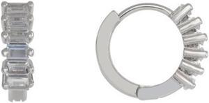 925 Sterling Silver Huggies Endless Earrings Hoops With Baguette shape Cubic Zirconia BS12591P
