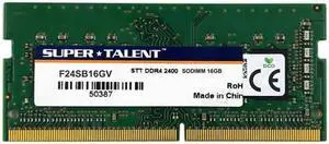 Super Talent DDR4-2400 SODIMM 16GB Value Notebook Memory PC Memory F24SB16GV