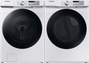 SamsungWhite Front Load Laundry Pair with WF45B6300AW 27" Smart Front Load Washer and DVE45B6300W Electric Dryer