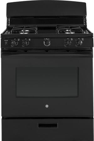 GE JGBS30DEKBB 30 Inch Freestanding All Gas Range with Natural Gas, 4 Sealed Burners, 4.8 cu. ft. Total Oven Capacity