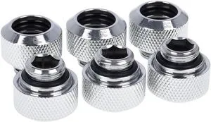 Alphacool Eiszapfen 13mm HardTube compression fitting G1/4 for plexi- brass tubes (rigid or hard tubes) - knurled - chrome sixpack Alphacool Eiszapfen 13mm HardTube compression fitting G1/4 for plexi- brass tubes (rigid or hard tubes) - knurled - chrome sixpack