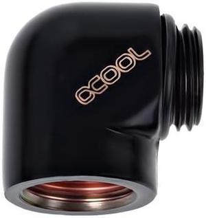 Alphacool HF G1/4" Male to Female Fitting, 90 Degree Angle, Deep Black