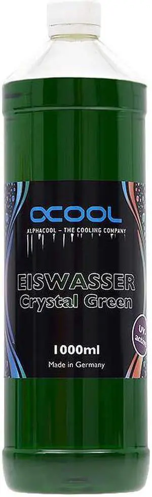 Alphacool Eiswasser Crystal Premixed PC Coolant (for Long-term Use), 1000ml, Green UV