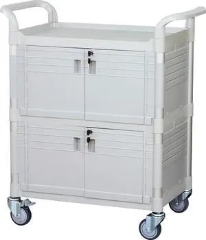 JaboEquip Commercial Heavy Duty Medical Cart Hospital Cart, Lockable Medical Cart for hospital Clinic, JBG-3D2, Off-white