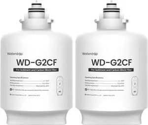 Waterdrop WD-G2CF Filter, Replacement for WD-G2-W, WD-G2-B, WD-G2P600-W Reverse Osmosis System,12-month Lifetime, 2-Pack