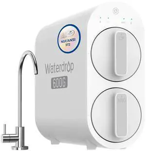 Waterdrop G2P600 Reverse Osmosis System, 600 GPD Tankless RO Water Filter System, 7 Stage Filtration, Under Sink RO System, 2:1 Pure to Drain, Reduce TDS, FCC Listed, USA Tech, New Faucet