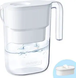 Waterdrop 5-Cup Water Filter Pitcher with 1 Filter, Long-Lasting (200 gallons), 5X Times Lifetime Filtration Jug, reduce Fluoride, Chlorine and More, BPA Free, White