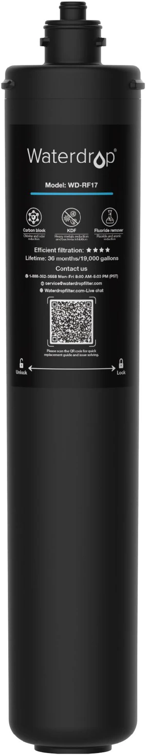Waterdrop WD-RF17 Water Filter, Replacement 17UA Under Sink Water Filtration System, 3 Years Ultra Long Lifetime Waterdrop WD-RF17 Water Filter, Replacement 17UA Under Sink Water Filtration System, 3 Years Ultra Long Lifetime