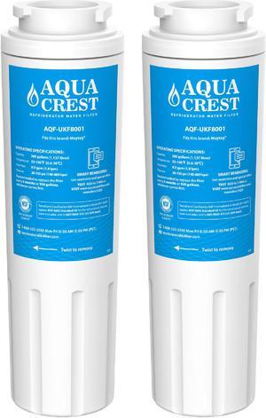 2 Pack AQUACREST UKF8001 Replacement for Maytag UKF8001, 469005, 4396395 Refrigerator Water Filter, package may vary