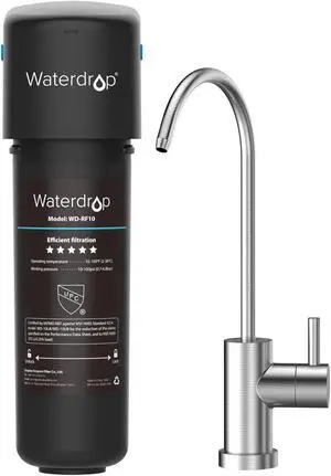 Waterdrop 10UB Under Sink Water Filter System, 8K High Capacity Drinking Water Filtration System, with Dedicated Brushed Nickel Faucet, Reduce Lead, Chlorine, Bad Taste & Odor