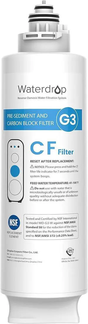 Waterdrop WD-G3-N1CF Filter, 6-month Lifetime,Replacement for Reverse Osmosis System Waterdrop WD-G3-N1CF Filter, 6-month Lifetime,Replacement for Reverse Osmosis System