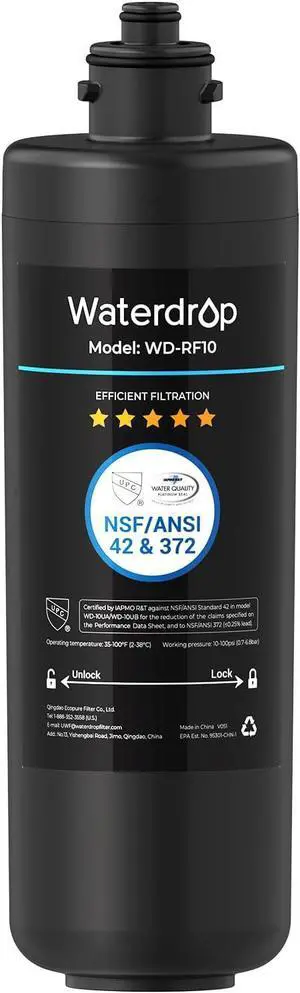 Waterdrop RF10 Water Filter Replacement for Waterdrop 10UA/10UB/10UB-B, Reduces PFAS, PFOA/PFOS, Lead, Chlorine, Bad Taste & Odor, Under Sink Water Filter, NSF/ANSI 42 Certified, 1 Pack Waterdrop RF10 Water Filter Replacement for Waterdrop 10UA/10UB/10UB-B, Reduces PFAS, PFOA/PFOS, Lead, Chlorine, Bad Taste & Odor, Under Sink Water Filter, NSF/ANSI 42 Certified, 1 Pack