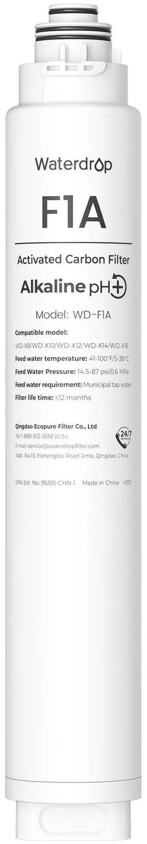 Waterdrop F1A Filter, Alkaline Mineral Added, 12-Month Lifetime, Replacement for X8-WAN & X12 & X12-WAB & X12-WAJ & X12-WAQ & X12-PRO & X16 & X16-BAS & X16-BAJ & X16-BAQ Tankless RO System Waterdrop F1A Filter, Alkaline Mineral Added, 12-Month Lifetime, Replacement for X8-WAN & X12 & X12-WAB & X12-WAJ & X12-WAQ & X12-PRO & X16 & X16-BAS & X16-BAJ & X16-BAQ Tankless RO System