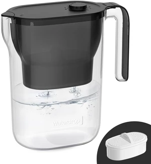 Waterdrop PT-05BL-L Water Filter Pitcher, 7-Cup, NSF Certified, Black, 200-Gallon Long-Life Filter Purifier, Reduces Chlorine and PFOA/PFOS Waterdrop PT-05BL-L Water Filter Pitcher, 7-Cup, NSF Certified, Black, 200-Gallon Long-Life Filter Purifier, Reduces Chlorine and PFOA/PFOS