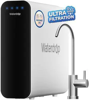 Waterdrop TSU 0.01 Micron Ultra Filtration Under Sink Water Filter System, 3-Stage Tankless Under Sink Water Filtration System, Smart Panel, with Faucet, Drilling Required, Not Lower TDS Waterdrop TSU 0.01 Micron Ultra Filtration Under Sink Water Filter System, 3-Stage Tankless Under Sink Water Filtration System, Smart Panel, with Faucet, Drilling Required, Not Lower TDS