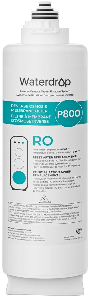 Waterdrop G3P800-RO Filter, Replacement for Waterdrop G3P800 RO System, 24-Month Lifetime, NSF/ANSI 58 Certified, Easy Replacement Waterdrop G3P800-RO Filter, Replacement for Waterdrop G3P800 RO System, 24-Month Lifetime, NSF/ANSI 58 Certified, Easy Replacement