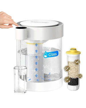 Waterdrop ED12W Glass Rechargeable Water Filter Dispenser, Large 22-Cup, Reduce 70+ Contaminants, Instant Eco-Friendly Countertop Water Filter System, 5-Stage Soften Water Pitcher, with 1 Filter Waterdrop ED12W Glass Rechargeable Water Filter Dispenser, Large 22-Cup, Reduce 70+ Contaminants, Instant Eco-Friendly Countertop Water Filter System, 5-Stage Soften Water Pitcher, with 1 Filter