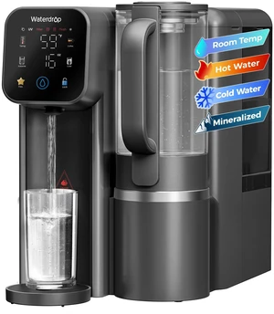 Waterdrop M6CG Hot & Cold Reverse Osmosis System Countertop, Mineral Added, Glass Pitcher, NSF/ANSI 58 Certified, 8-Stage RO Filtration, 3:1 Pure to Drain, Hot & Cold & Room-Temp Water Waterdrop M6CG Hot & Cold Reverse Osmosis System Countertop, Mineral Added, Glass Pitcher, NSF/ANSI 58 Certified, 8-Stage RO Filtration, 3:1 Pure to Drain, Hot & Cold & Room-Temp Water