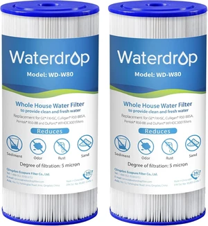 Waterdrop FXHSC Whole House Water Filter for GE® FXHSC, 5 Micron, Replacement for Culligan® R50-BBSA, Pentek R50-BB, DuPont WFHDC3001, W50PEHD, GXWH40L, GXWH35F, 10" x 4.5", 6 Months, 2 Pack Waterdrop FXHSC Whole House Water Filter for GE® FXHSC, 5 Micron, Replacement for Culligan® R50-BBSA, Pentek R50-BB, DuPont WFHDC3001, W50PEHD, GXWH40L, GXWH35F, 10" x 4.5", 6 Months, 2 Pack