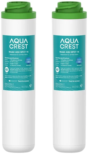AQUA CREST FQK1K Water Filter Replacement for GE FQK1K, FQK2J, 2 Pack,Compatible with GE GXK185K, GX1S50R, GXRLQ filtration systems, NSF/ANSI 42 & 372, Reduces Chlorine, Taste&Odor, 1350 Gallons AQUA CREST FQK1K Water Filter Replacement for GE FQK1K, FQK2J, 2 Pack,Compatible with GE GXK185K, GX1S50R, GXRLQ filtration systems, NSF/ANSI 42 & 372, Reduces Chlorine, Taste&Odor, 1350 Gallons