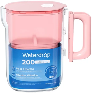 Waterdrop PT-12P Small 6-Cup Water Filter Pitcher for Mini Fridge, Pink,NSF-Certified Filter, 200-Gallon Long-Life, Reduces PFOA/PFOS and Chlorine, BPA-Free, Easy 2-Step Handle Setup Waterdrop PT-12P Small 6-Cup Water Filter Pitcher for Mini Fridge, Pink,NSF-Certified Filter, 200-Gallon Long-Life, Reduces PFOA/PFOS and Chlorine, BPA-Free, Easy 2-Step Handle Setup