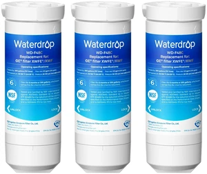 Waterdrop Water Filter Replacement for GE® XWFE®, Built-in Chip, 3 Pack, Replacement for GE® XWF, Compatible with GNE27, GFE26, GDE25, GSS25 and PSE25 Series Refrigerators, NSF 42 & 372 Certified Waterdrop Water Filter Replacement for GE® XWFE®, Built-in Chip, 3 Pack, Replacement for GE® XWF, Compatible with GNE27, GFE26, GDE25, GSS25 and PSE25 Series Refrigerators, NSF 42 & 372 Certified