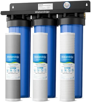 Waterdrop WHF3T-PG 3-Stage Whole House Water Filter System, 5 Micron,Highly Reduces Lead, Chlorine, Odor and Taste, 7-Stage Filtration, with Carbon Filter & Sediment Filter, 1" Inlet/Outlet Waterdrop WHF3T-PG 3-Stage Whole House Water Filter System, 5 Micron,Highly Reduces Lead, Chlorine, Odor and Taste, 7-Stage Filtration, with Carbon Filter & Sediment Filter, 1" Inlet/Outlet