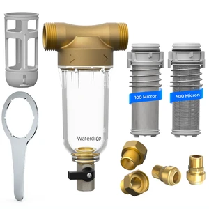 Waterdrop RPFK15 Spin Down Sediment Filter, 100 Micron+500 Micron,Backwash Whole House Water Filter System for City/Well Water, 1" MNPT + 3/4" FNPT + 3/4" MNPT, Traps Sand, BPA Free Waterdrop RPFK15 Spin Down Sediment Filter, 100 Micron+500 Micron,Backwash Whole House Water Filter System for City/Well Water, 1" MNPT + 3/4" FNPT + 3/4" MNPT, Traps Sand, BPA Free