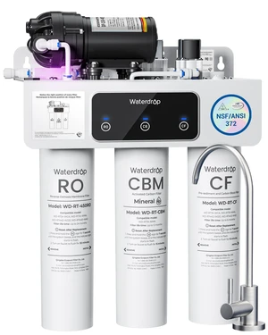 Waterdrop T3-M Remineralization Reverse Osmosis Water Filter, 450 GPD, NSF/ANSI 372 Certified, 9-Stage Tankless RO System, Tankless RO Water Filtration System, 2:1 Pure to Drain, Plug-in Required Waterdrop T3-M Remineralization Reverse Osmosis Water Filter, 450 GPD, NSF/ANSI 372 Certified, 9-Stage Tankless RO System, Tankless RO Water Filtration System, 2:1 Pure to Drain, Plug-in Required