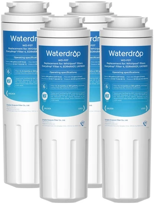 Waterdrop UKF8001 Water Filter Replacement for EveryDrop® Filter 4, 4 Pack,Replacement for Whirlpool® EDR4RXD1, Maytag® UKF8001AXX-750, UKF8001AXX-200, 46-9006, Puriclean II Refrigerator Water Filter Waterdrop UKF8001 Water Filter Replacement for EveryDrop® Filter 4, 4 Pack,Replacement for Whirlpool® EDR4RXD1, Maytag® UKF8001AXX-750, UKF8001AXX-200, 46-9006, Puriclean II Refrigerator Water Filter