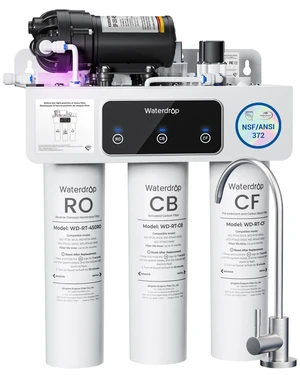 Waterdrop T3-C RO Water Filtration System, Plug-in Required, 450 GPD, 8-Stage, NSF/ANSI 372 Certified, Under-Sink RO Water Filter, 2:1 Pure-to-drain, Smart Filter Alerts & Auto-Flush, BPA-Free Waterdrop T3-C RO Water Filtration System, Plug-in Required, 450 GPD, 8-Stage, NSF/ANSI 372 Certified, Under-Sink RO Water Filter, 2:1 Pure-to-drain, Smart Filter Alerts & Auto-Flush, BPA-Free