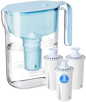 Waterdrop PT-11BL 7-Cup Alkaline Water Filter Pitcher with 3 Filters, Blue, Can Work with Brita® Water Pitchers & Filters, Smooth-Tasting Water, Increases PH, Up to 6 Months Waterdrop PT-11BL 7-Cup Alkaline Water Filter Pitcher with 3 Filters, Blue, Can Work with Brita® Water Pitchers & Filters, Smooth-Tasting Water, Increases PH, Up to 6 Months