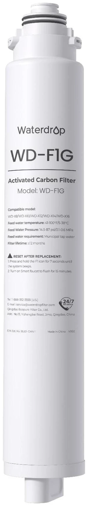 Waterdrop F1G Filter, 12-Month Lifetime, NO Minerals Added,Replacement for X8 & X8-PRO & X12-WCS & X12-Plus Reverse Osmosis System Waterdrop F1G Filter, 12-Month Lifetime, NO Minerals Added,Replacement for X8 & X8-PRO & X12-WCS & X12-Plus Reverse Osmosis System