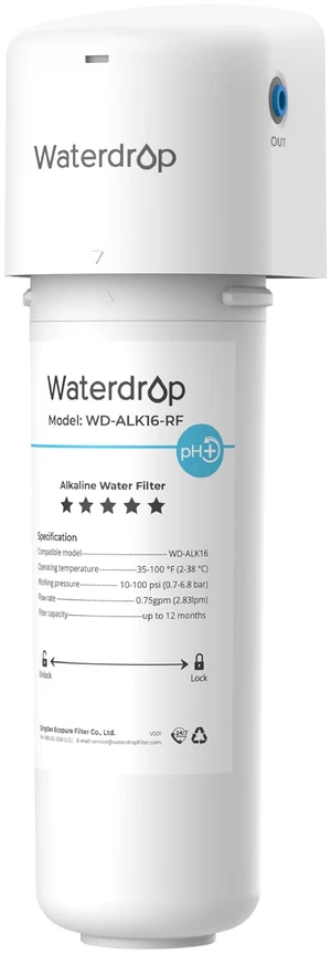 Waterdrop ALK16 Alkaline Water Filter System for Sink, Mineralizing Water,3/8" Quick Connect, Compatible with G3 Series & G5 Series & K6 RO Systems, NSF/ANSI 372 Certified, Under-Sink Installation Waterdrop ALK16 Alkaline Water Filter System for Sink, Mineralizing Water,3/8" Quick Connect, Compatible with G3 Series & G5 Series & K6 RO Systems, NSF/ANSI 372 Certified, Under-Sink Installation