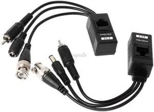 1 Pair BNC To RJ45 Passive Video Power + Audio Balun Transceiver For CCTV Camera Newest