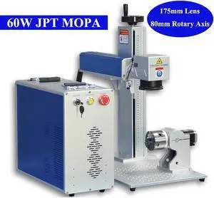 60W JPT MOPA Fiber Laser Marking Machine Laser Engraving Color Marking With 175*175mm Working Area & 80mm Rotary Axis