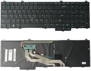 Replacement With Backlit Keyboard with Pointer For Dell Latitude E5540 076X2J, US Layout Black Color