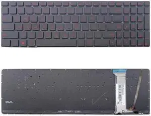 New US Black with Red Words Backlit Laptop Keyboard Without-Frame For ASUS N550 N550J N550JA N550JK N550JV N550L N550LF Q550 Q550L Q550LF G550 G550J G550JK R750JK R750JV N750 N750J N750JK N750JV Serie