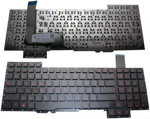New Replacement Keyboard No Frame For Asus G751J G751JL G751JM G751JT G751JY P/N: 0KNB0-E601US00 ASM14C33USJ442, US Layout Black Color With RED Letter