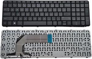 Replacement English Keyboard with Frame for HP Pavilion 17-e171nr 17-e172nr 17-e175nr 17-e176nr 17-e184nr 17-e185nr 17-e186nr 17-e187nr, US Layout Black Color