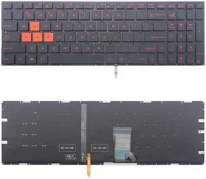 Replacement US RED Backlit Keyboard Without Frame For ASUS N502VM FX502VD FX502VM GL702V GL702VT GL702VS GL702VM, US Layout Black Color