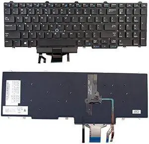 Replacement Laptop English Backlit Keyboard Without Frame for Dell Precision 3510 M3510 7510 M7510 Latitude E5550 E5570, US Layout Black Color