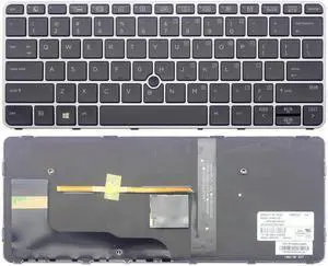 Replacement Backlit Keyboard For HP EliteBook 725 G3 820 G3 P/N: 826630-001 826630-B31 6037B0113601, US Layout Black Color