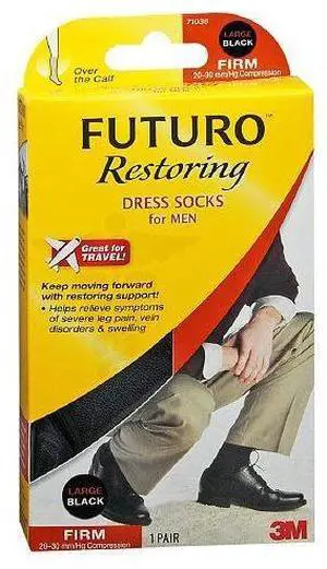 Futuro Support Firm Dress Socks for Men,  Black Large - 1 Pair