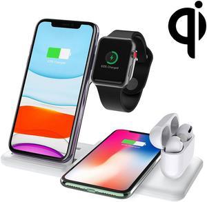 Multifunction Wireless Charger Q20 4 In 1 Wireless Charger Charging Holder Stand Station with Adapter For iPhone  Apple Watch  AirPods Support Dual Phones Charging