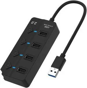 Onten 5301 USB 3.0 Male to 4 USB 2.0 Female Splitter Extender with Independent Switch - OEM